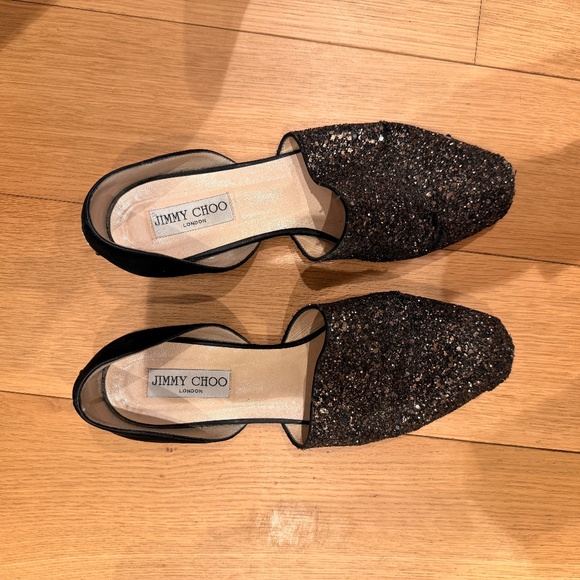 Jimmy Choo - Black / Gold Globe D'Orsay Flats - Size 38.5 - Picture 5 of 7